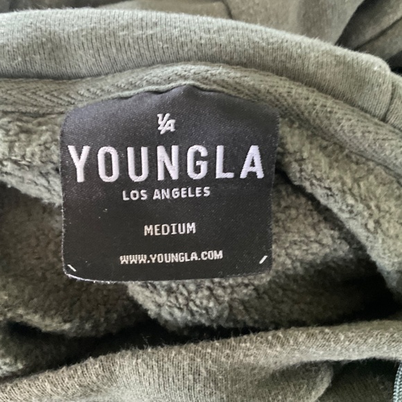YOUNGLA Army Green Sweatshirt Hoodie Size Medium Unisex - Picture 3 of 9